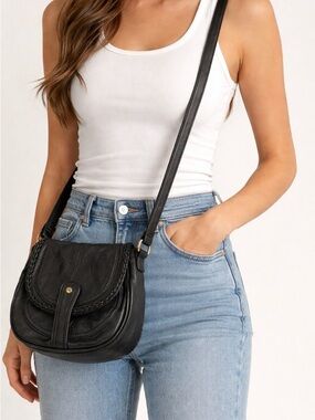 Classic Black Leather Crossbody Bag